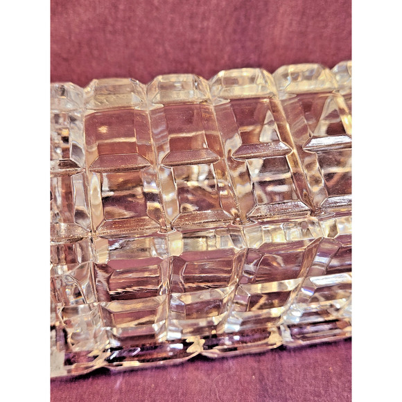 Heavy Crystal Glass Covered Butter Dish Mikasa Atrium? Block Design - Picture 4 of 9